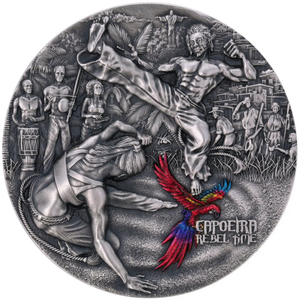 Cameroon: Rebel Time - Capoeira coloured 2 oz Silver 2023 Antiqued Coin