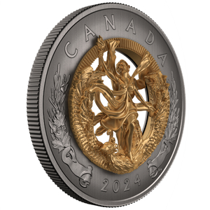 Canada: Allegory of Freedom gold-plated $50 Silver 2024 Antiqued Coin