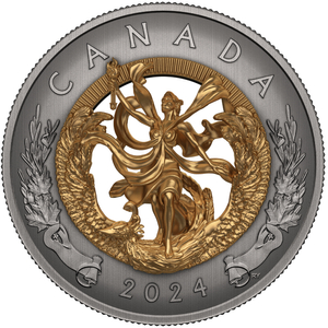 Canada: Allegory of Freedom gold-plated $50 Silver 2024 Antiqued Coin