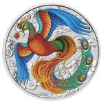 Chinese Myths and Legends: Phoenix colored navy blue and red (coin version in card) 1 oz Silver 2022