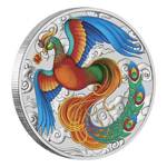 Chinese Myths and Legends: Phoenix colored navy blue and red (coin version in card) 1 oz Silver 2022