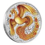 Chinese Myths and Legends: Phoenix colored red-gold (card coin version) 1 oz Silver 2022