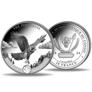 Congo: World's Wildlife - Peregrine Falcon 1 oz Silver 2024