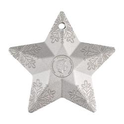 Cook Islands: Holiday Ornament - Snowflake Star 1 oz Silver 2023 Silk Ultra High Relief