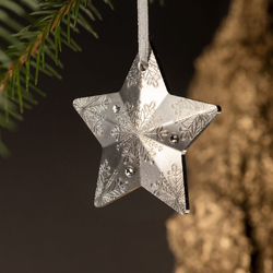 Cook Islands: Holiday Ornament - Snowflake Star 1 oz Silver 2023 Silk Ultra High Relief