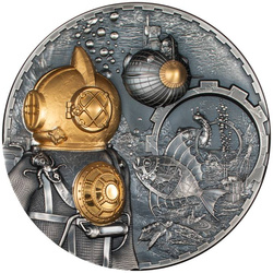 Cook Islands: Steampunk - Nautilus 1000 grams Silver 2024 Ultra High Relief Antiqued Gilded Coin