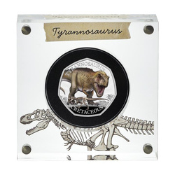 Dinosaurs: Iconic Specimens - Tyrannosaurus Rex 50p coloured Silver 2024 Proof