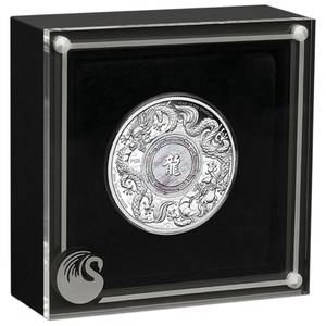 Double Dragon with Mother of Pearl 2 oz Silver 2024 Proof 