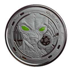 Ghana: Alien colored 1 oz Silver 2022 Black Rhodium Proof