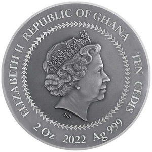 Ghana: David and Goliath coloured 1 oz Silver 2022 High Relief Antiqued Coin