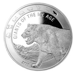 Ghana: Giants of the Ice Age - Cave Lion 1 oz Silver 2022