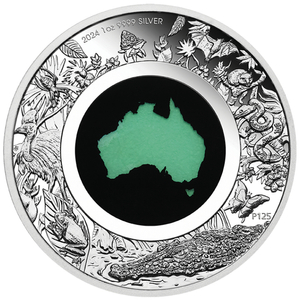 Great Southern Land 1 oz Silver 2024 Proof (coin with chrysoprase)