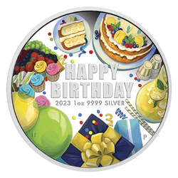 Happy Birthday colored 1 oz Silver 2023 Proof