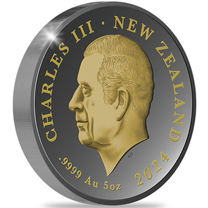 Kiwi 5 oz Silver 2024 Gilded Black Proof Coin