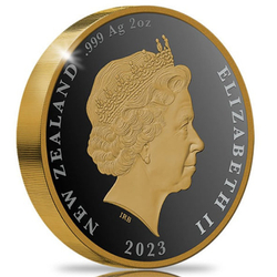 Kiwi Gold Plated 2 oz Silver 2023 Black Proof