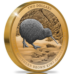 Kiwi Gold Plated 2 oz Silver 2023 Black Proof