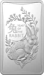 Lunar Bar Coin: Year of the Rabbit 1/2 ounce Silver 2023 Frosted Ingot