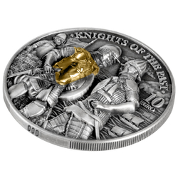 Malta: Knights of the Past gilded 2 oz Silver 2022 High Relief Antiqued Coin