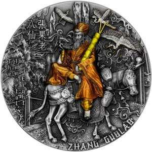 Niue: Eight Immortals - Zhang Guolao coloured 1 oz Silver 2022 High Relief Antiqued Coin