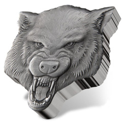 Niue: Fierce Nature - Wolf 2 oz Silver 2023 Antique Finish