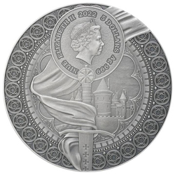 Niue: Heroines - Joan of Arc colored 2 oz Silver 2022 High Relief Antiqued Coin