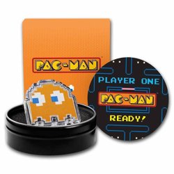 Niue: PAC-MAN GHOST "CLYDE" colored 1 oz Silver 2022 Proof Shaped Coin