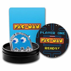 Niue: PAC-MAN GHOST "INKY" colored 1 oz Silver 2022 Proof Shaped Coin