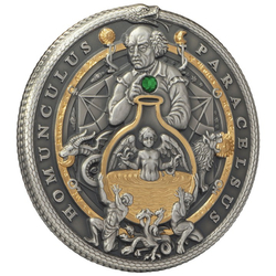 Niue: The Alchemists - Paracelsus Gilded $5 Silver 2023 Antique Finish