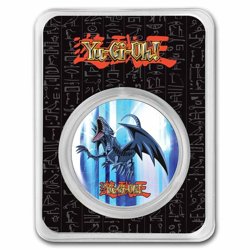 Niue: Yu-Gi-Oh! Blue-Eyes White Dragon colorized - 25th Anniversary 1 oz Silver 2022 Slab