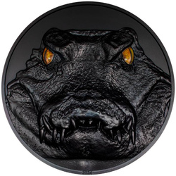 Palau: Hunters by Night - Caiman coloured 1000 grams Silver 2024 Obsidian Black Ultra High Relief