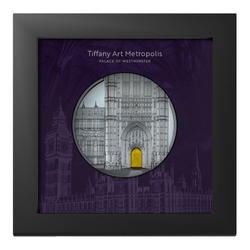 Palau: Tiffany Art Metropolis - Palace of Westminster colored 5 oz Silver 2023 Black Proof Ultra High Relief