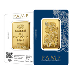 Pamp Suisse Veriscan 50 gram Gold Bar LBMA