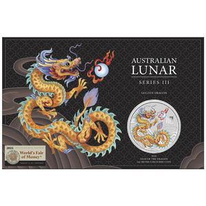 Perth Mint: Lunar III - Year of the Dragon "Golden Dragon" coloured 1 oz Silver 2024 (ANA Show Special)	