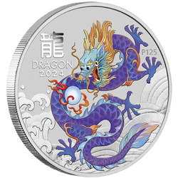 Perth Mint: Lunar III - Year of the Dragon "Purple Dragon" coloured 1 oz Silver 2024 (coin in card)