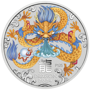 Perth Mint: Lunar III - Year of the Dragon coloured 1/2 oz Silver 2024