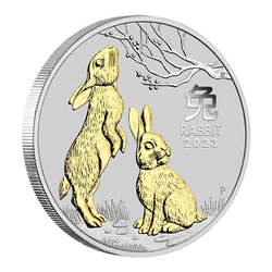 Perth Mint: Lunar III - Year of the Rabbit gold plated 1 oz Silver 2023 (no case)