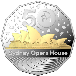 RAM: 50th Anniversary of the Sydney Opera House 50c Gold Plated Silver 2023 Proof 