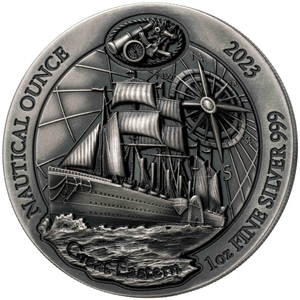 Rwanda: Nautical Ounce - 165 years of Great Eastern 1 oz Silver 2023 Antique Finish