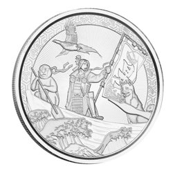 Samoa: Legends of Japan Series - Momotaro Onto Demon Island in Anime Style 1 oz Silver 2021 Antiqued Coin