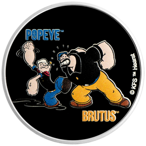 Samoa: Popeye and Brutus coloured 1 oz Silver 2024 Coin