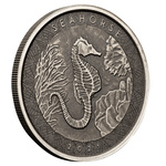 Samoa: Seahorse 1 oz Silver 2021 Antique Coin