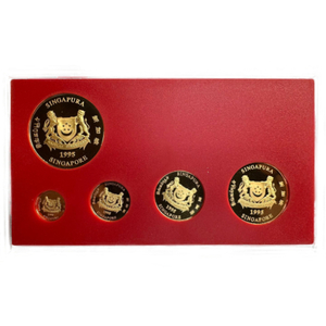 Singapore Lion: Set of 5 coins Gold 1995 Pig Privy Mark