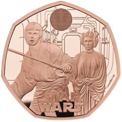 Star Wars: Luke Skywalker and Princess Leia 50p Gold 2023 Proof