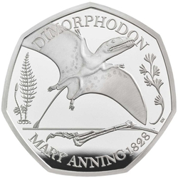 Tales of the Earth: Dimorphodon 50p Silver 2021 Proof 