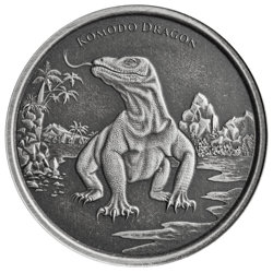 Tokelau: Komodo Dragon 1 oz Silver 2022 Antiqued Coin 