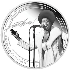 Tuvalu: Aretha Franklin coloured 1 oz Silver 2024 Proof