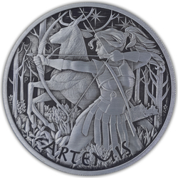 Tuvalu: Gods of Olympus - Artemis 5 oz Silver 2023 Antiqued Coin