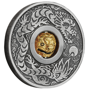 Tuvalu: Lunar III - Year of the Dragon 1 oz Silver 2024 Rotating Charm Antiqued Coin