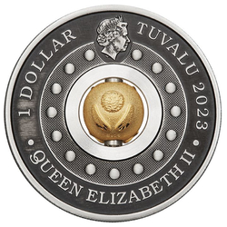 Tuvalu: Lunar III - Year of the Rabbit 1 oz Silver 2023 Rotating Charm Antiqued Coin