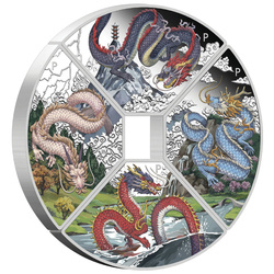 Tuvalu: Year of the Dragon Quadrant Four-Coin Set 1oz Silver 2024 Proof